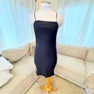 Justify Black Textured Contouring little black Lined Mini Dress